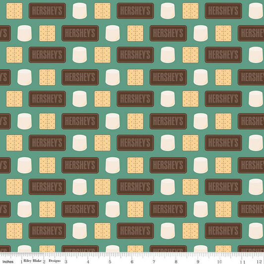 Riley Blake Camp S'mores Stripe Green by the yard