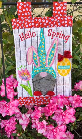 Hello Spring Bunny Gnome Quilt and Garden Flag # HQE-01