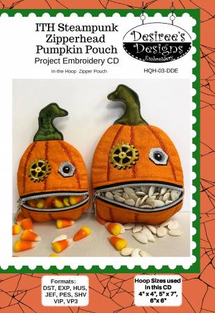 ITH Steampunk Zipperhead Pumpkin Pouch # HQH-03-DDE