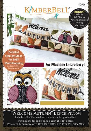 Kimberbell Welcome Autumn - Bench Pillow (Machine Embroidery CD) # KD526