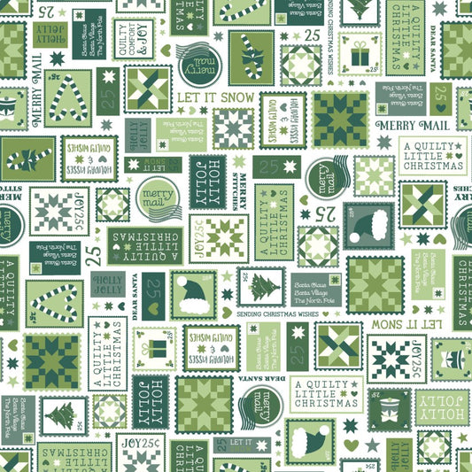 A Quilty Little Christmas Designer: Kimberbell Letters Green by the yard Pre-Order July MAS10575-G