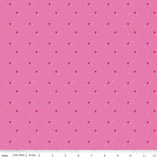 Riley Blake Mint for You Sprinkle Hearts Super Pink Sparkle