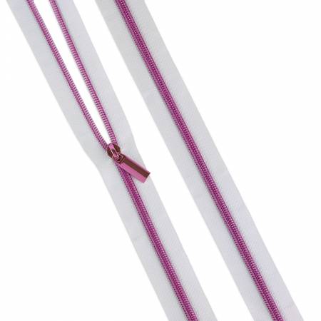 White #5 Nylon Tula Pink Coil Zipper 3yds and 9 Pulls # ZBY5C128